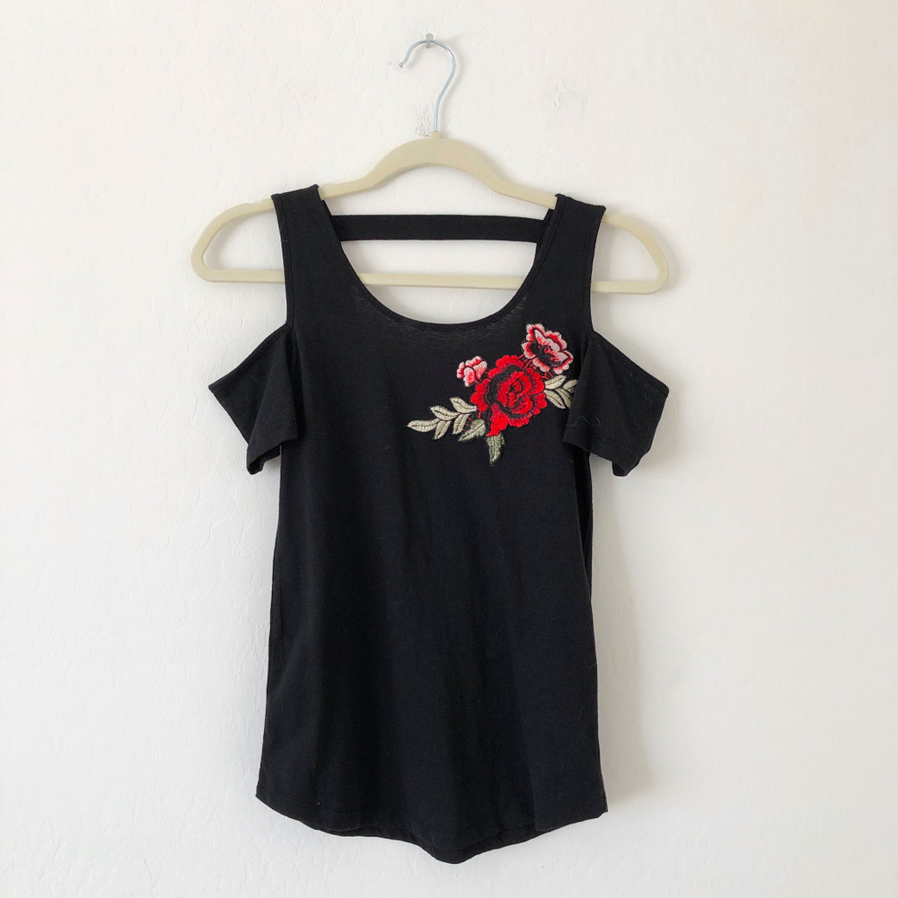 Blue Lemon Black Cold Shoulder Top